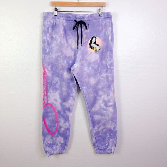 Selena Tie Dye Pull On Drawstring Jogger Fleece Pants Purple Plus size 2X NWOT - Picture 1 of 12
